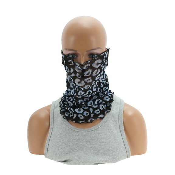 Unique Bargains 1 Pc Neck Gaiter Leopard Earloop Scarf Mask Bandana Blue