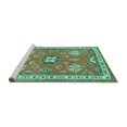 thumbnail image 2 of Ahgly Company Machine Washable Indoor Rectangle Geometric Turquoise Blue Traditional Area Rugs, 7' x 10', 2 of 4