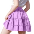 thumbnail image 6 of CBASIHI Girls Ruffle Tiered Cotton Skirt​s- Summer Casual Flowy A-Line Elastic Drawstring Waist Kids Pleatd Mini Skirts Purple Size 12-13 Years, 6 of 7