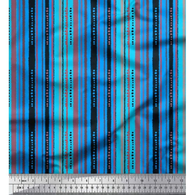 Soimoi Modal Satin Fabric Dot & Stripe Print Sewing Fabric Yard 42 Inch Wide