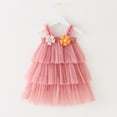 thumbnail image 2 of Tao Tao Toddler Girls Triple Layer Cake Dress Summer Tulle Tutu Dresses Children Flower Cake Skirt Sleeveless Suspender Mesh Casual Dress Watermelon Red 6 Months, 2 of 7