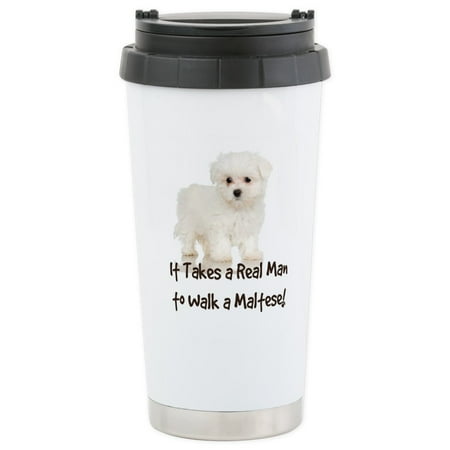 Regal Stainless CafePress - Real Men Walk Maltese Stainless Steel Travel Mug - Stainless Steel Travel Mug, Insulated 16 oz. Coffee Tumbler ()