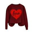 thumbnail image 1 of VBARHMQRT Chandails à Capuche pour Femmes Chandail Quotidien Maison Extérieur Entraînement Manches Longues Col Rond T-Shirt Haut Imprimé Chandail en Molleton Blouse de Rue Mode Urbaine, 1 of 7