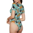 thumbnail image 2 of Saiise Grenouillère à Manches Courtes pour Femme à Motif de Bouledogue Français Mignon, Pyjama à Col Rond, Justaucorps Extensible avec Fermeture à Boutons-Pression - Moyen, 2 of 7