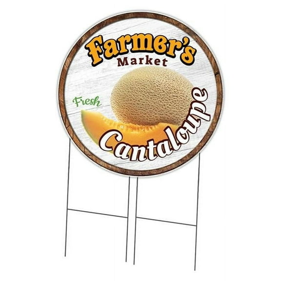 SignMission C-36-CIR-DS-WS- Cantaloupe 36 in. Double Sided Corrugated Circular Plastic Sign - Farmers Market Cantaloupe