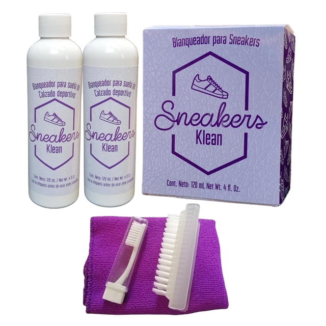 Kit Blanqueador de suela 2 pz, cepillo aplicador y Microfibra SNEAKERS KLEAN Kit Limpieza de Calzado