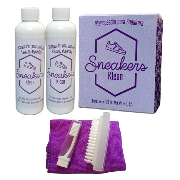 Kit Blanqueador de suela 2 pz, cepillo aplicador y Microfibra SNEAKERS KLEAN Kit Limpieza de Calzado