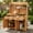 Natural Wood, variant on Harper & Bright Designs Garden Potting Bench with Wheels and Storage Cabinet, Wood Large Outdoor Workstation with Hutch Top, Drawers and Removal Shelves for Grilling, Brown