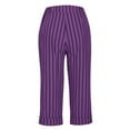 thumbnail image 7 of ibuvkizy 2025 Cotton Linen Capris Pants for Women Casual Stripe Elastic Drawstring Wide Leg Capris Pants with Pockets Summer Pants for Women, 7 of 7