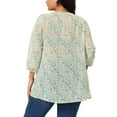 thumbnail image 3 of Unique Bargains Women's Plus Size Chiffon 3/4 Sleeve Floral Tie Neck Blouse Tops 4X Beige, 3 of 7