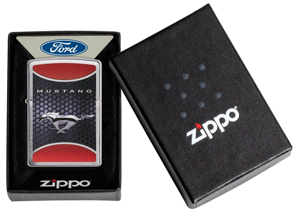 Zippo Ford Mustang Design Brushed Chrome Pocket Lighter
