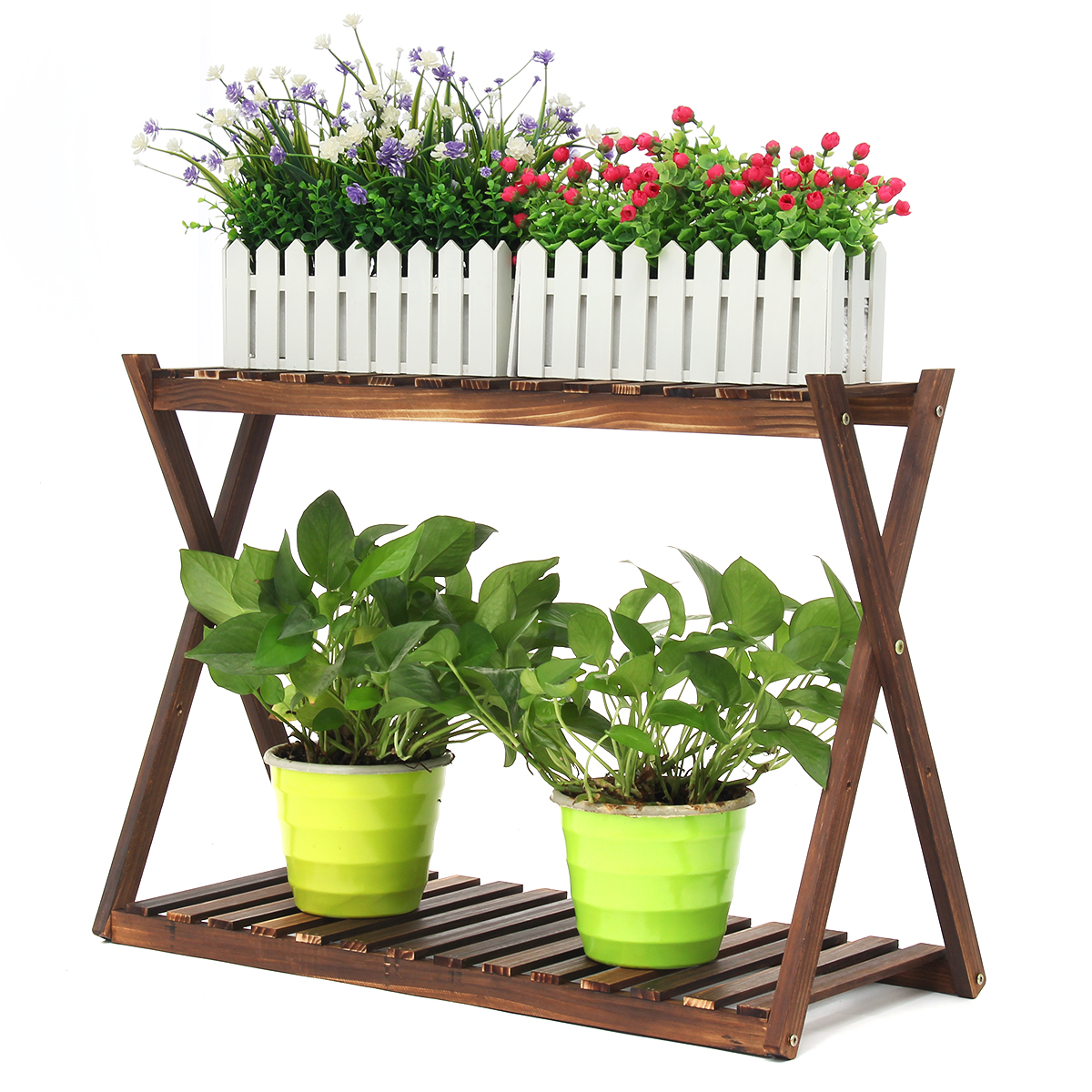 Garden Planter Wooden Holder Plant Stand Flower Pot Shelf Rack Display Outdoor