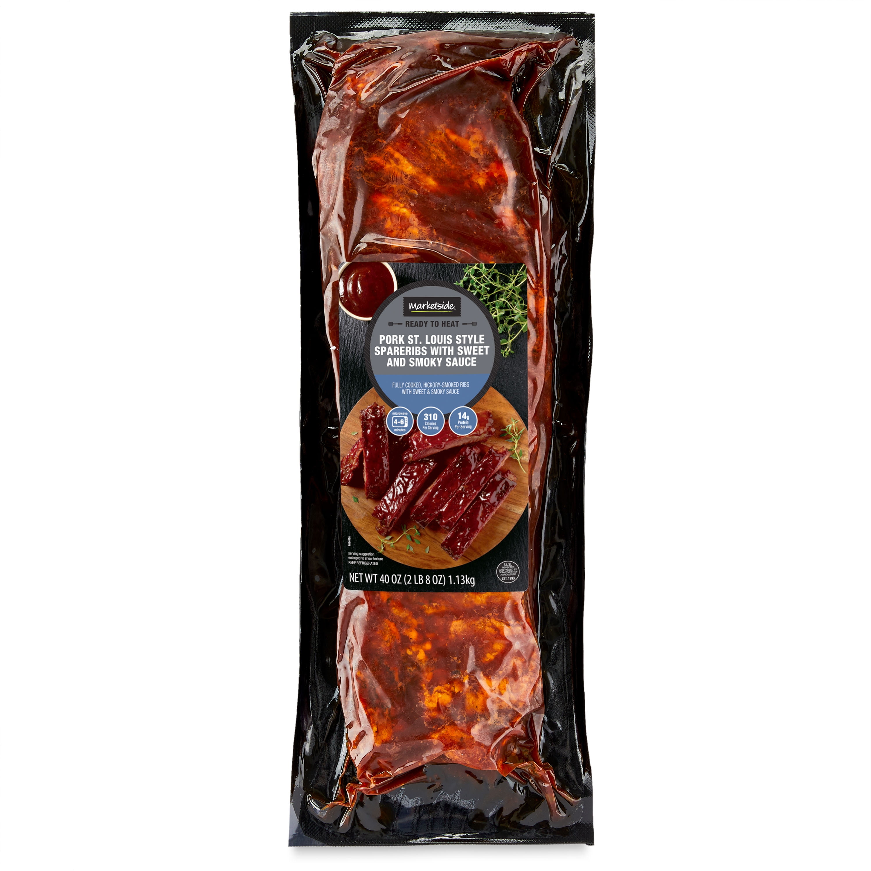 Marketside Ready-to-Heat Packaged Meals Smoked St. Louis Style Pork Spareribs, 2.5 lbs.