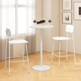 thumbnail image 3 of Hyxoo Round Bistro Table, Height Adjustable Bar Height Cocktail Table, High Top Pub Table Snack Table with Heavy-Duty Metal Base for Home Bar, Dining Room, Restaurant，White, 3 of 9