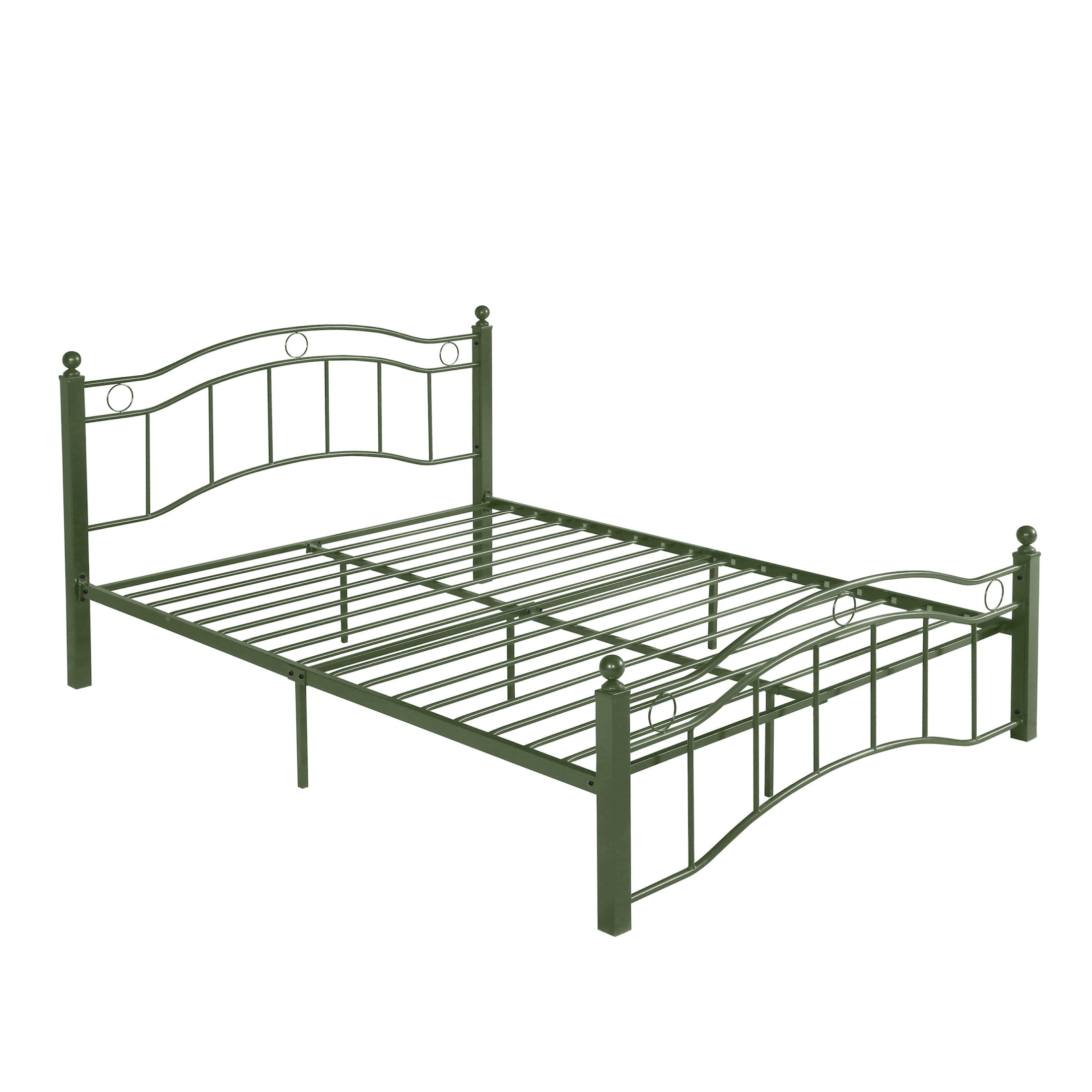 Christopher Knight Home Contemporary Queen Size Metal Bed Frame with Wavy Headboard and Footboard, Green