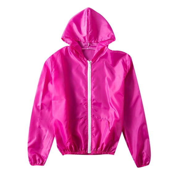 Baberdicy Women Tops Transparent Womens Zipper Solid Thin Tops Hooded Sun-Protective Summer Color Women's Coat Womens Winter Coats Hot Pink