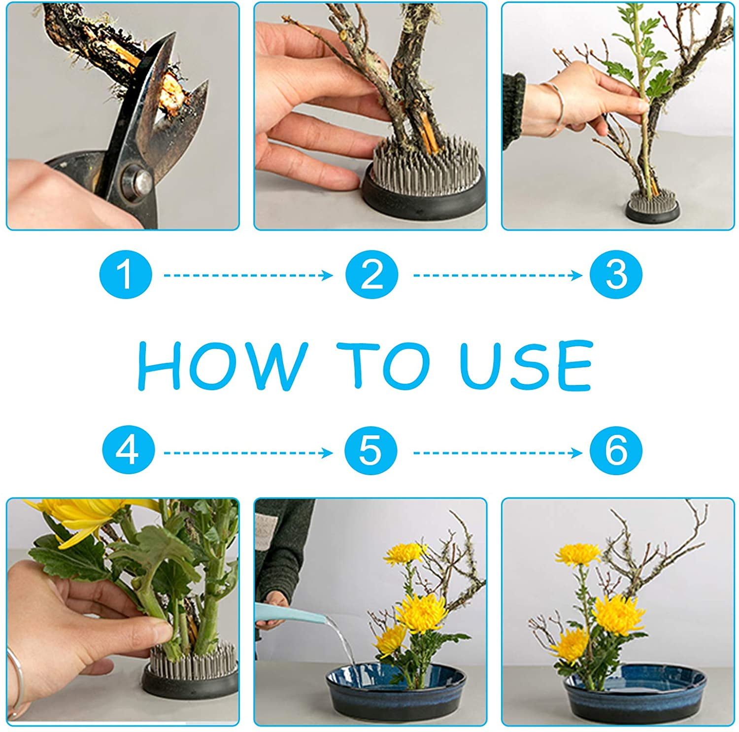 5 pcs 3 Sizes Mini Ikebana Flower Holder Square/Round Floral Arranging Pin Frog Spiky Frog Fixed Holder Tools for Plants Making DIY
