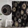 thumbnail image 4 of Polyester Fabric Geometric Black Shower Curtain, Abstract Goldeb White Boho Circle Dot Waterproof Bathtub Curtain Bathroom Decor Set with Hooks 72 x 78 Inches, 4 of 6