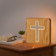 thumbnail image 3 of Lámpara de madera con cruz de Jesús, novedad, luz nocturna, lámpara de ilusión 3D para niños, lámpara de decoración para niños, alimentación USB, decoración de dormitorio, Navidad, vacaciones, regalo JAMW Sencillez, 3 of 5