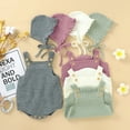 thumbnail image 6 of Cenuakty 2 Pcs Baby's Casual Suit, Sleeveless Button  Knitted Vest Romper, Solid Color Lace-up Elastic Hat, Daily Life, 6 of 8