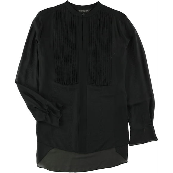 Rachel Zoe Womens Pintuched Knit Blouse, Black, 10