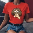 thumbnail image 3 of Yokua Women's Leopard Lips and Finger Print T-Shirt Graphics Short Sleeve Summer Top, 3 of 16