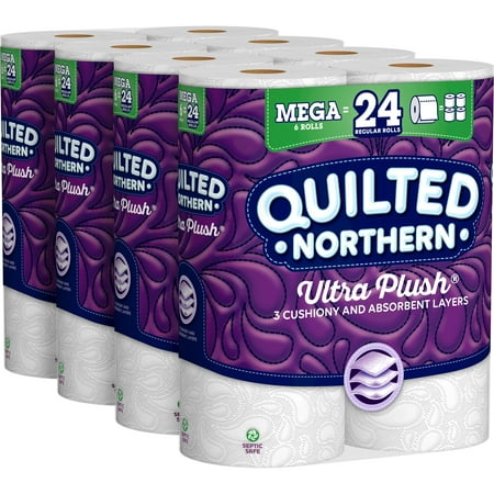 Quilted Northern Toilet Tissue - Quilted Northern Ultra Plush Toilet Paper, 24 Mega Rolls