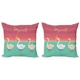 thumbnail image 1 of Saying Throw Pillow Cushion Cover Pack of 2, Be Yourself Typography Aquatic Bird with a Crown on Lake Pattern, Zippered Double-Side Digital Print, 4 Sizes, Pale Ruby Seafoam, by Ambesonne, 1 of 2
