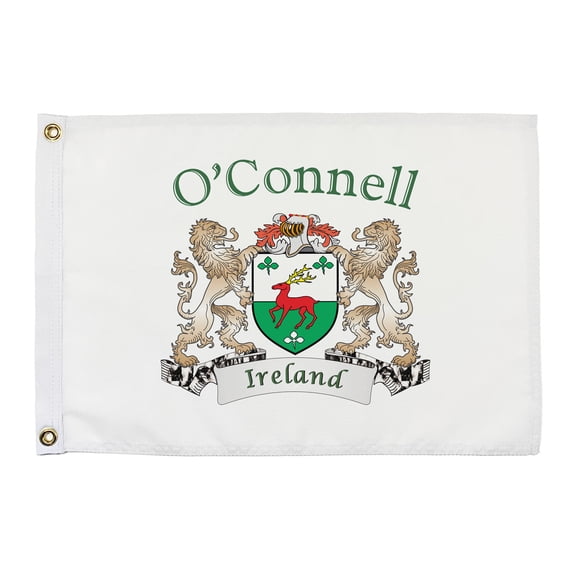O'Connell Irish Coat of Arms Small White Flag - 16"x10.5" inches