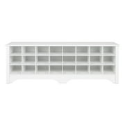 Prepac White Hall Bench with Storage and Seating: 24-Shoe Cubby Bench, Ideal White Shoe Rack for Entryway, Sized 15.5 D x 60 W x 20.25 H