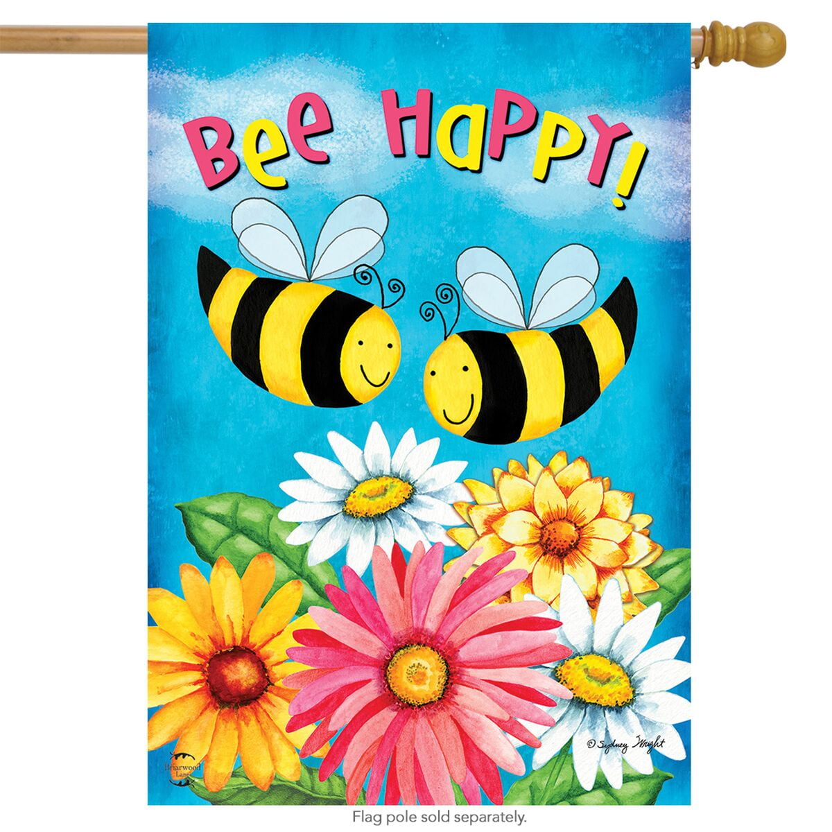 Download Bee Happy Bees Spring House Flag Floral Daisies 28" x 40 ...