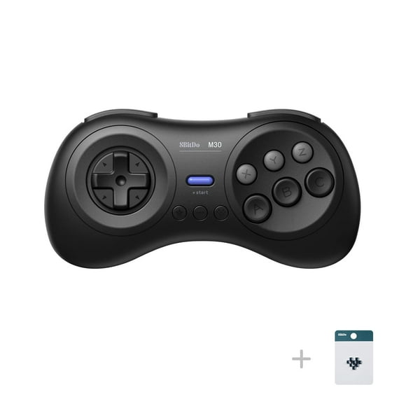M30 Wireless Bluetooth Controller Retro Gamepad for Switch, PC Windows, MacOS, Android, Raspberry Pi with Sega Genesis & Sega Mega Drive Style (Black