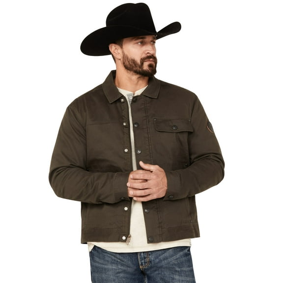 Brothers And Sons Men's Chambers Trucker Water Repellent Snap Zip Jacket Dark Brown Large  US