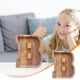 thumbnail image 1 of Lata de ahorros de madera con letras en inglés, lata de ahorros de vidrio transparente, alcancía, 1 of 6