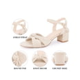 thumbnail image 4 of BLISSFUL STEP Women's Bow Knot Block Heel Ankle Strap Sandals Beige (Size 5), 4 of 7