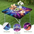 thumbnail image 4 of Colorful Tie Dye Flame Flower Pattern Square Fitted Tablecloth with Elastic Edge,Square Table Cover,Washable Elastic Table Cover for Home Kitchen Party Decor 36"x36", 4 of 6