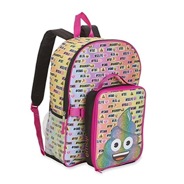 FABNY Emoji School Backpack Book Bag Lunch Box Set Kids Boys Girls 