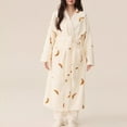 thumbnail image 2 of Robes for Women Long Fleece Pajama Floral Print Nightgown Long Sleeved Fleece for Warmth in Winter Loungewear Casual Pajamas Long Bathrobe Home Wear with Pockets, 2 of 4