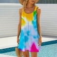 thumbnail image 2 of gakvbuo Summer Beach Cover Up Dresses For Women Casual Crew Neck T Shirt Dress Sleeveless Sundress Tank Mini Dress, 2 of 6