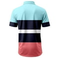 thumbnail image 4 of Men's Polo Shirts Tall Turndown Collar Color Blocked Fitted Collared Golf Shirt Loose Fit Summer Casual Golf Fashion Shirts,Sky Blue,L, 4 of 5