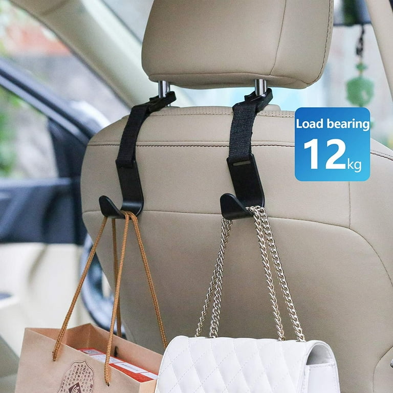 Car Seat Headrest Hook, 4 Pack Universal Car Storage Headrest Hanger Holder  Hooks, Vehicle Strong and Durable Backseat Hanger for Handbag Purse Coat  and Bag 