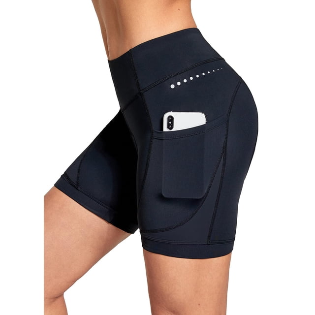 Pantalones cortos de ciclismo BALEAF 4D acolchados para mujer, color negro, talla M