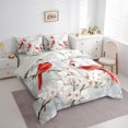 thumbnail image 4 of Manfei Merry Xmas 7-Piece Bedding Comforter Set,Red Bird Cardinals King Bedding Sets,White Peach Blossom Bed Sheets For Men Women,Luxury Bedroom Decor Reversible, 4 of 9