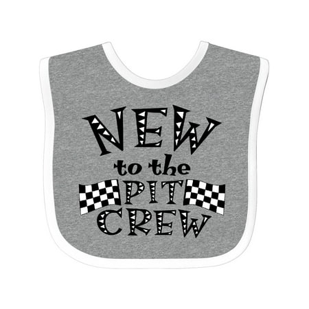 

Inktastic New to the Pit Crew Racing Flags Boys or Girls Baby Bib