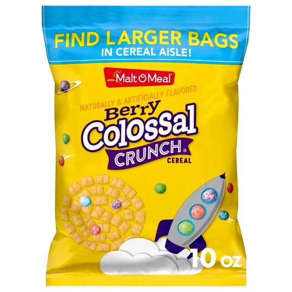 Malt-O-Meal Berry Colossal Crunch Breakfast Cereal, Bagged Cereal, 10 oz