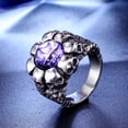 thumbnail image 2 of PAMTIER Men's Stainless Steel Vintage Gothic Punk Ghost Skull Head Evil Eye Biker Ring with Purple Gemstone Demon Hell Skeleton Silver Size 9, 2 of 4
