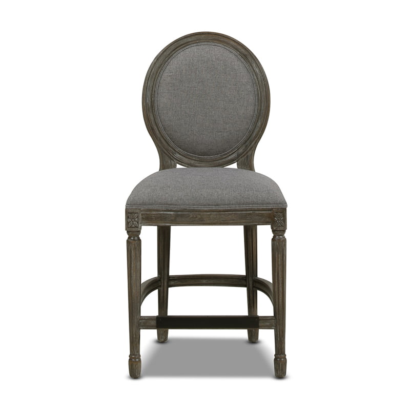Upholstered Counter Height Bar Stool, French Round Back Bar Stools