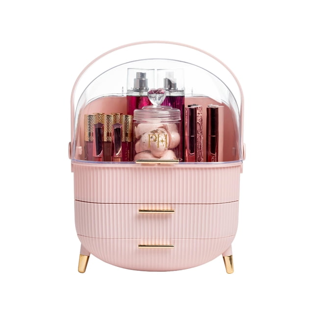Organizador de maquillaje Paris Hilton con tapa rosa y dorado