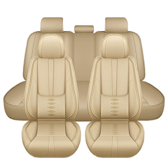 Leather Seat Covers for Volkswagen Most 98% Cars SUVs,Premium Car Seat Covers Full Set,Waterproof Car Seat Protectors with Airbag,Comfort Interior Cover Seats for Cars(Beige)