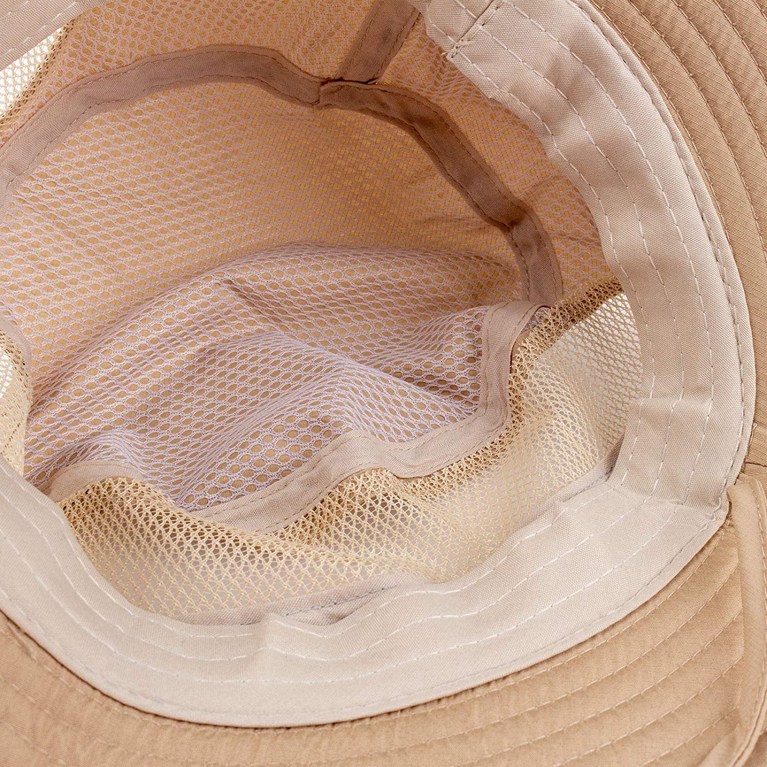 Hats for Men and Women Beige Outdoor Foldable Mesh Wide Brim Beach Fishing Hat Premium UPF 50
